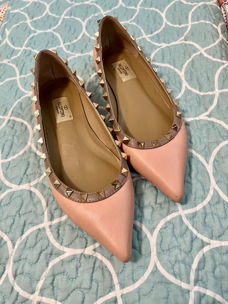 Valentino Rock Stud Flats - Genuine Leather | Discontinued Color