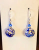 Marbled Venetian Aventurina Glass Dangle Earrings in Cobalt Blue Be Blemish Free